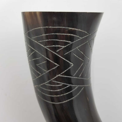 Viking Buffalo Drinking Horn Carved Celtic Knotwork Pagan Game Thrones Beer Thor