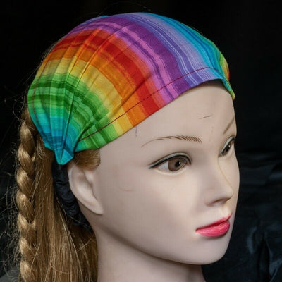 Rainbow Peace Handmade Elasticated Hair Head band Chemo Wear Bandana