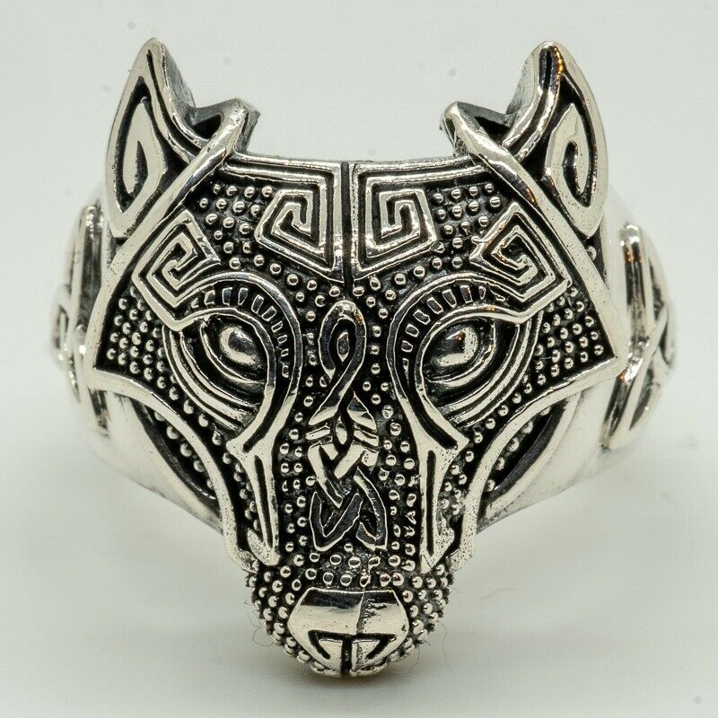Celtic Viking Wolf Head 925 silver ring