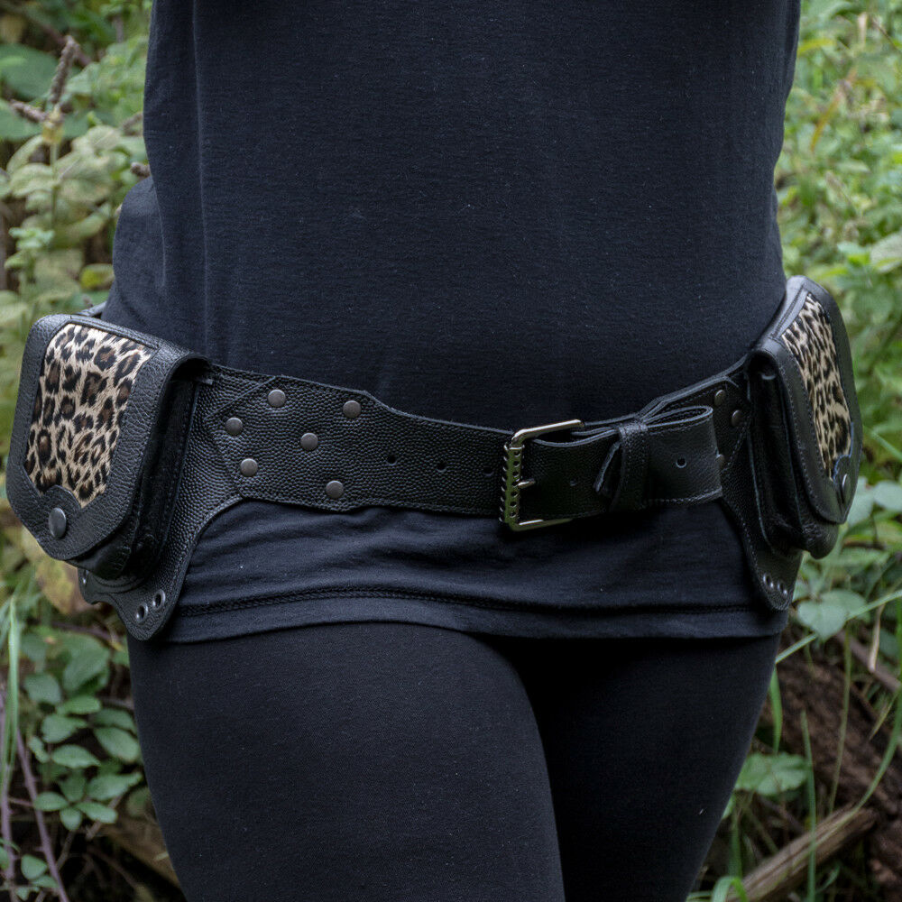Leopard Leather Utility Belt Pouch Pocket Biker Boho Travel Bumbag fanny pack