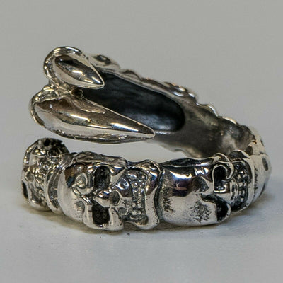 Skull Dragon Claw Ring .925 sterling silver Metal Biker Gothic Punk feeanddave