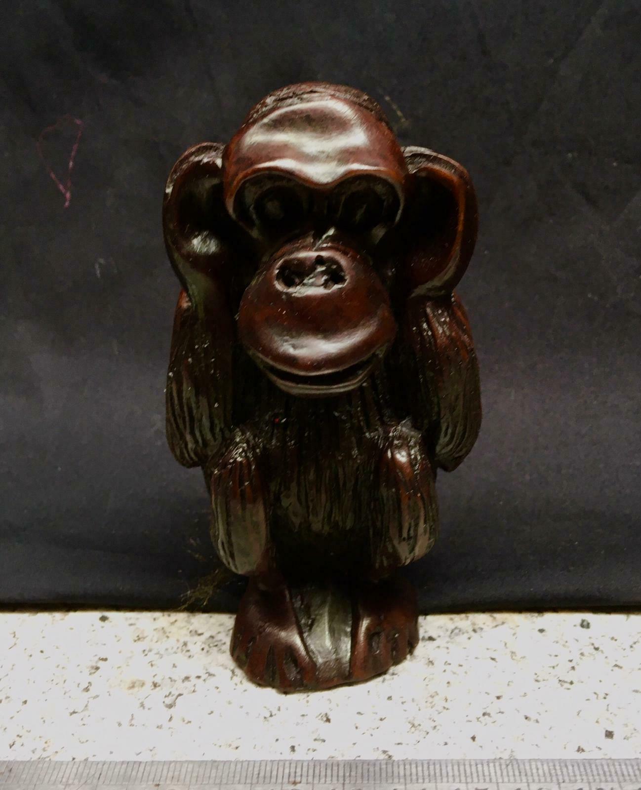 Set 3 Wise Monkey Chimp Resin Ornament Sculpture Statue Hear See Speak No Evil