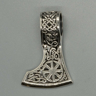 Kolovrat Viking Axe Head Pendant 925 silver Nordic Celtic Valknut Slavik Russian