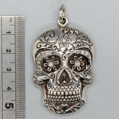 Sugar Skull 925 silver & cubic zirconia pendant