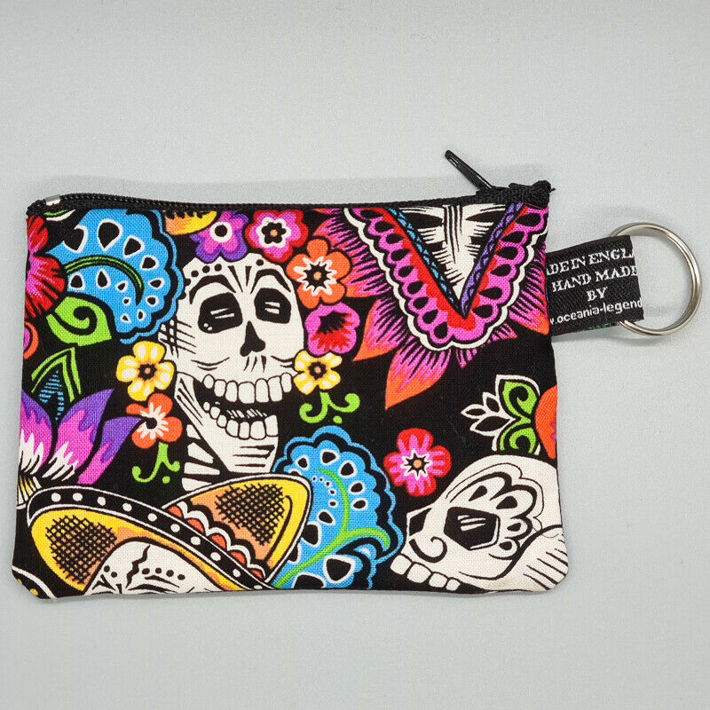 Day of the dead Skull Skeleton Tattoo Coin Purse Cash Money Wallet Cotton Xmas