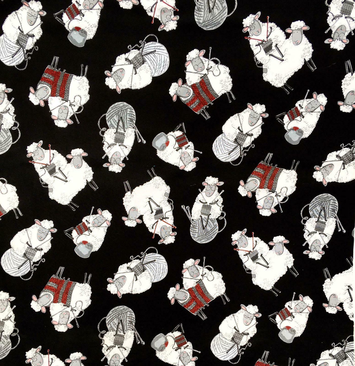 Crazy Knitting Sheep - Timeless Treasures - 100% Cotton Fabric