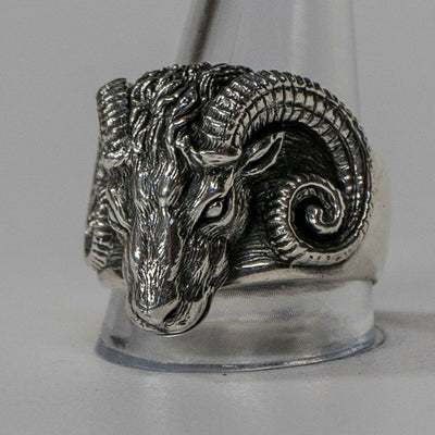 Ram Head Skull Ring .925 silver Zodiac Aries Goat Biker Gothic Sizes M - Z