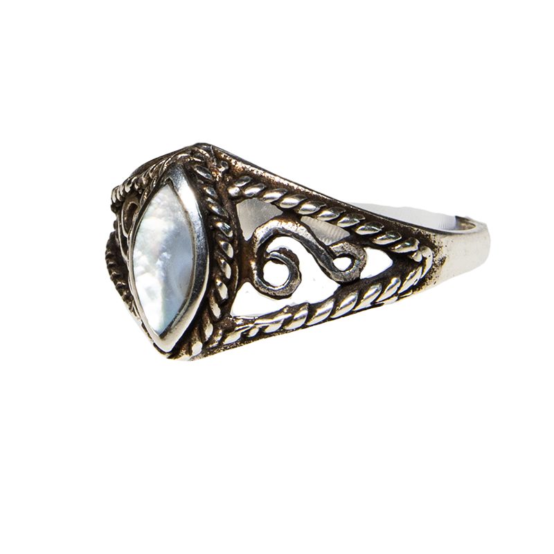 Mother of Pearl Natural Gemstone Bling Ring 925 silver Sizes M-S feeanddave