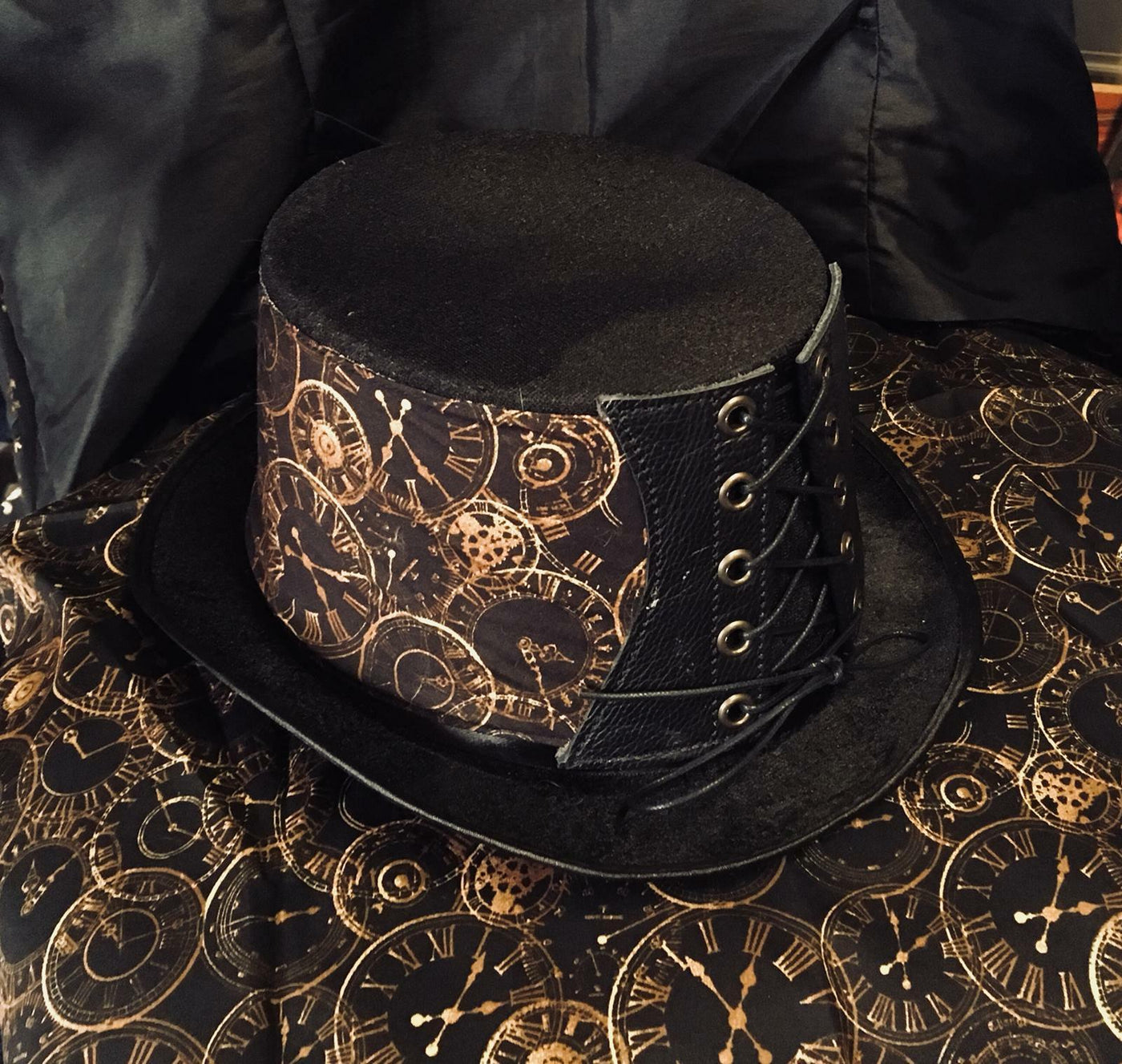 Steampunk Top Hat Corset Band Clock Face Biker Gothic Rock feeanddave