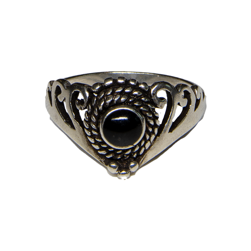 Onyx Natural Gemstone Ring 925 silver Size N - R Gothic Pagan feeanddave