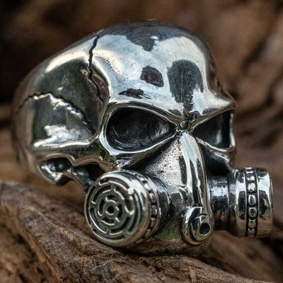 Gas Mask Skull Ring .925 sterling silver