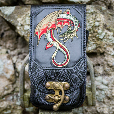 Leather Dragon Universal Mobile Cell Phone Pouch Wallet Belt Loop Holster Biker