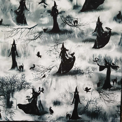 Fat Quarter Witch Black Cat Timeless Treasures Fabric for Face Masks Apparel