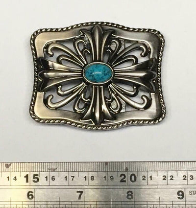 Gothic Cross Turquoise Belt Buckle Ladies Mens Gift Gaelic Celtic Norse