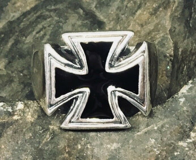 Iron Cross Ring .925  silver black Biker Heavy Metal Gothic German feeanddave