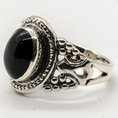 Onyx Natural Organic Ring 925 silver Size M-R Ladies feeanddave