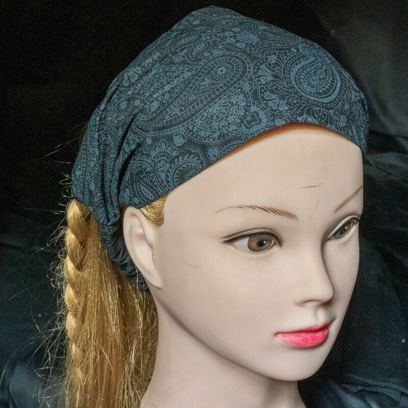 Paisley Elasticated Head band Bandana Chemo Wear Gold