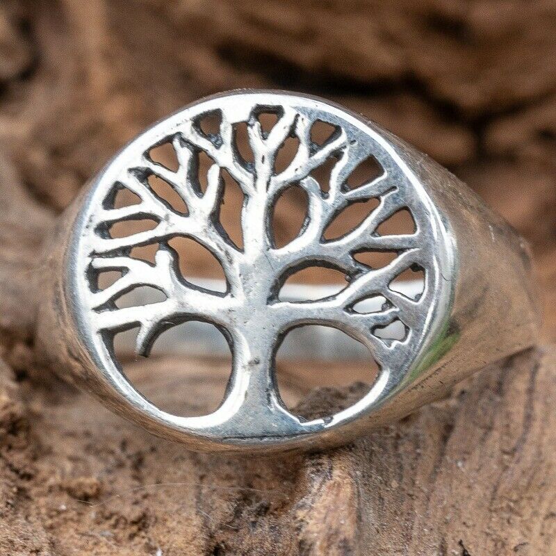 Tree of Life Ring 925 silver Metal Biker Gothic Punk Celtic Gaelic Sizes J-X