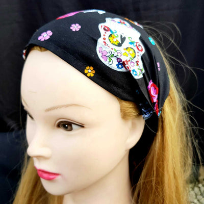 Day of the Dead Hair Head Band Skulls Bandana Muertos Folkloric David Textiles