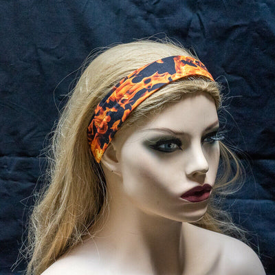 Dragon Fire Flames Wide Hair Band Head Headband Ladies Fashion 100% Cotton