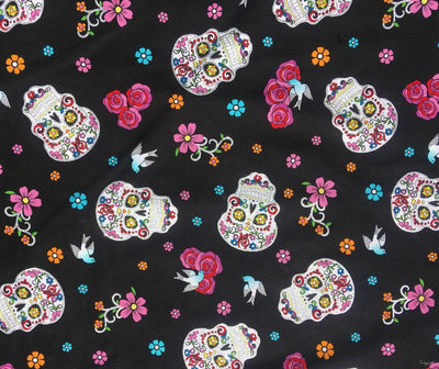 Day of the Dead Glitter Skull - Timeless Treasures - 100% Cotton Fabric