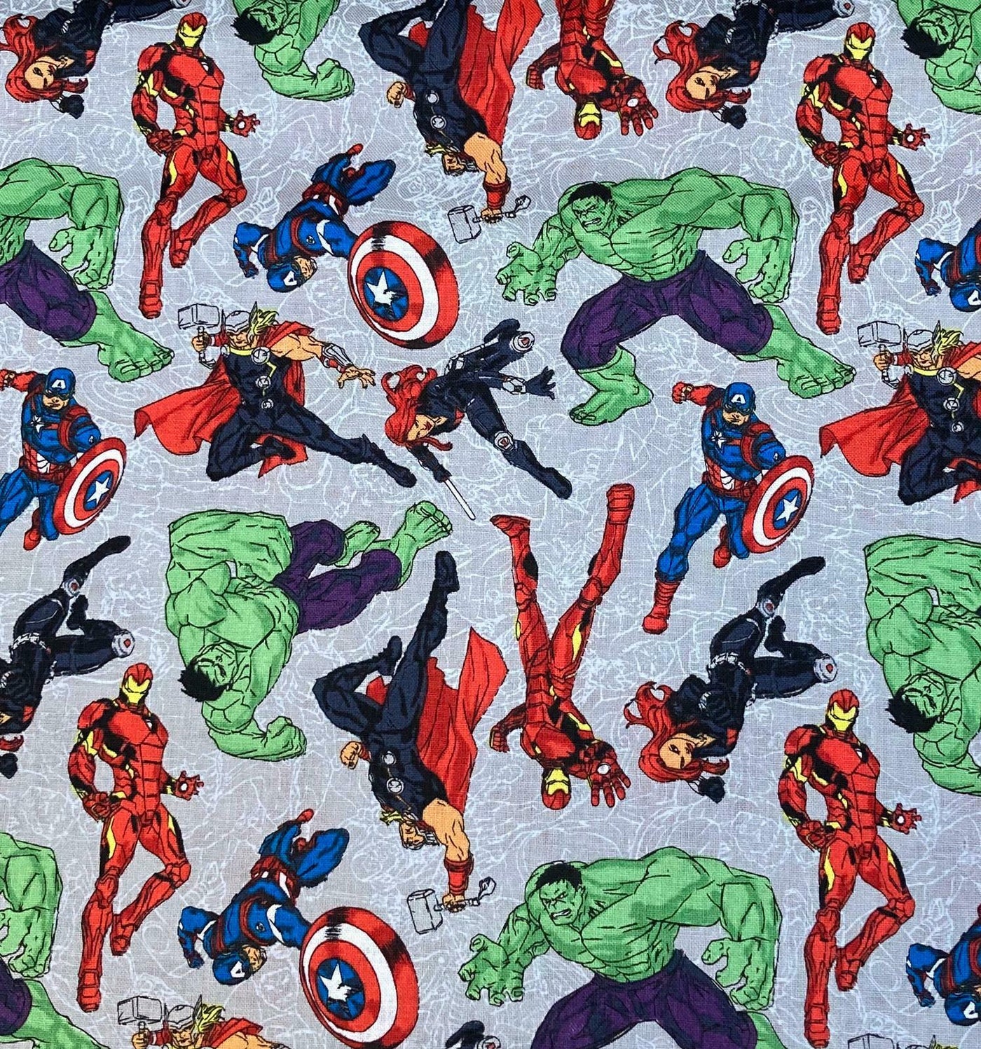 Licensed MARVEL DC Avengers Comics Cotton Fabric Material HULK IRON MAN THOR