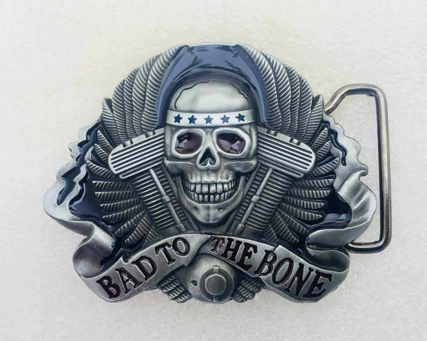 Bad to the Bone Skull & V Twin Belt Buckle