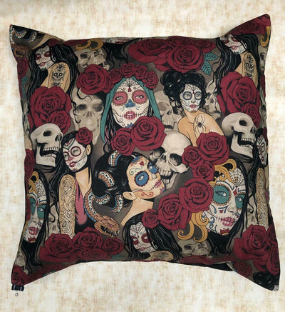 Tattoo Ladies Snakes Muertos Cushion Cover Decorative Trendy Case fits 18" x 18"
