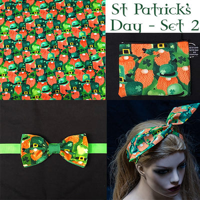 Irish Leprechaun St Patrick's Day Lucky Shamrock Bow Tie Bandana Purse Headband