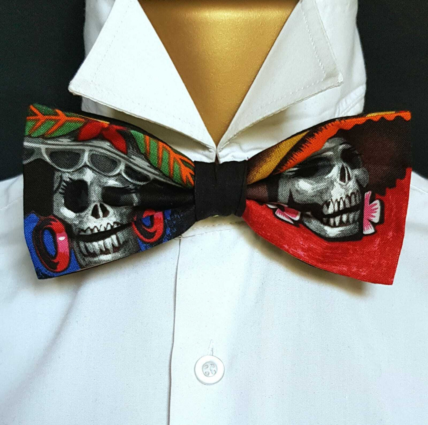 Skull day of the dead muertos Bow Tie Hair Bow Prom Bowtie Dickie Gothic Wicca