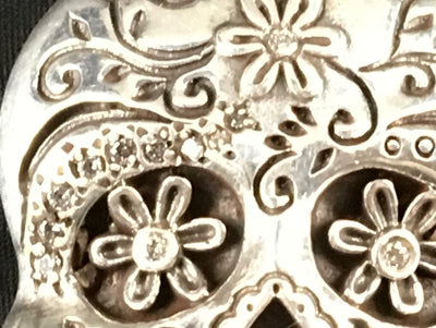 Sugar Skull 925 silver & cubic zirconia pendant