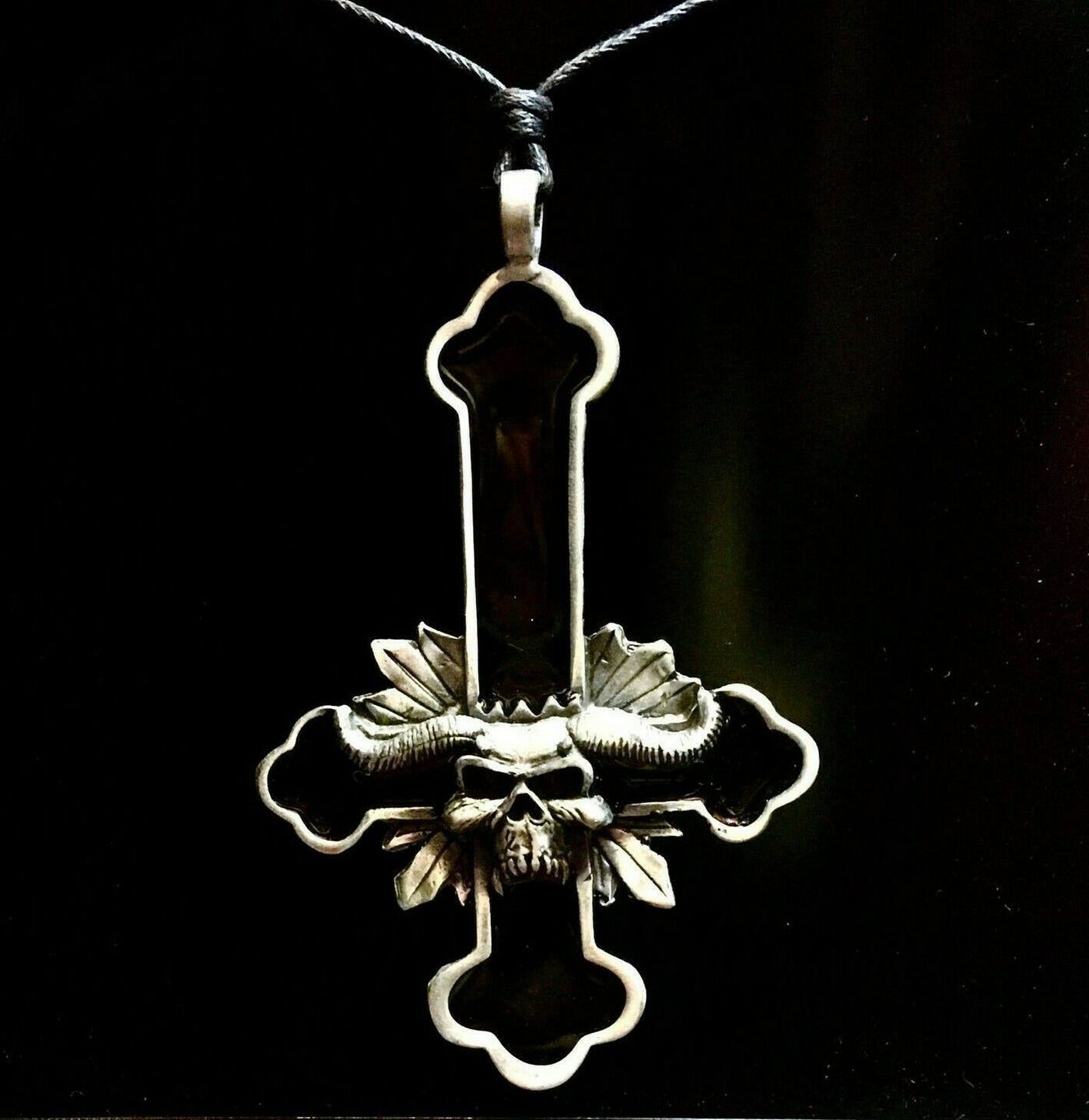 Danzig Samhain Cross Skull Pendant - Bronze or Pewter - Small