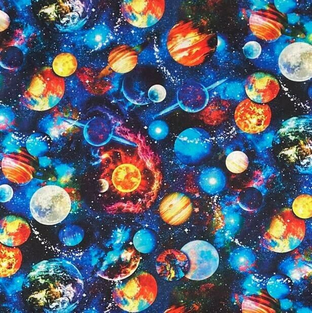 Galaxy Planets Space Universe Timeless Treasures 100% Cotton For Face Masks