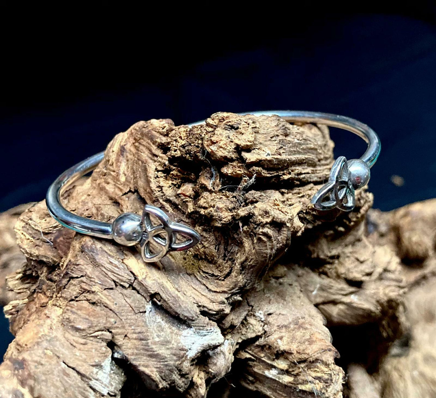 Trinity Celtic Knotwork silver torc bracelet bangle biker viking arm ring pagan