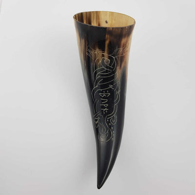 Dragon Viking Buffalo Drinking Horn Carved Pagan Medieval Game Thrones Beer