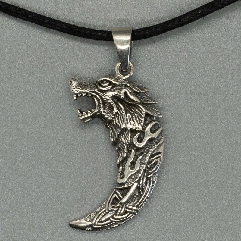 Wolf Tooth 925 silver Pendant Biker Pagan celtic viking nordic norse werewolf