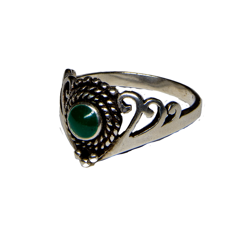 Green Agate Natural Gemstone Ring 925 silver Size L - R Gothic Pagan feeanddave