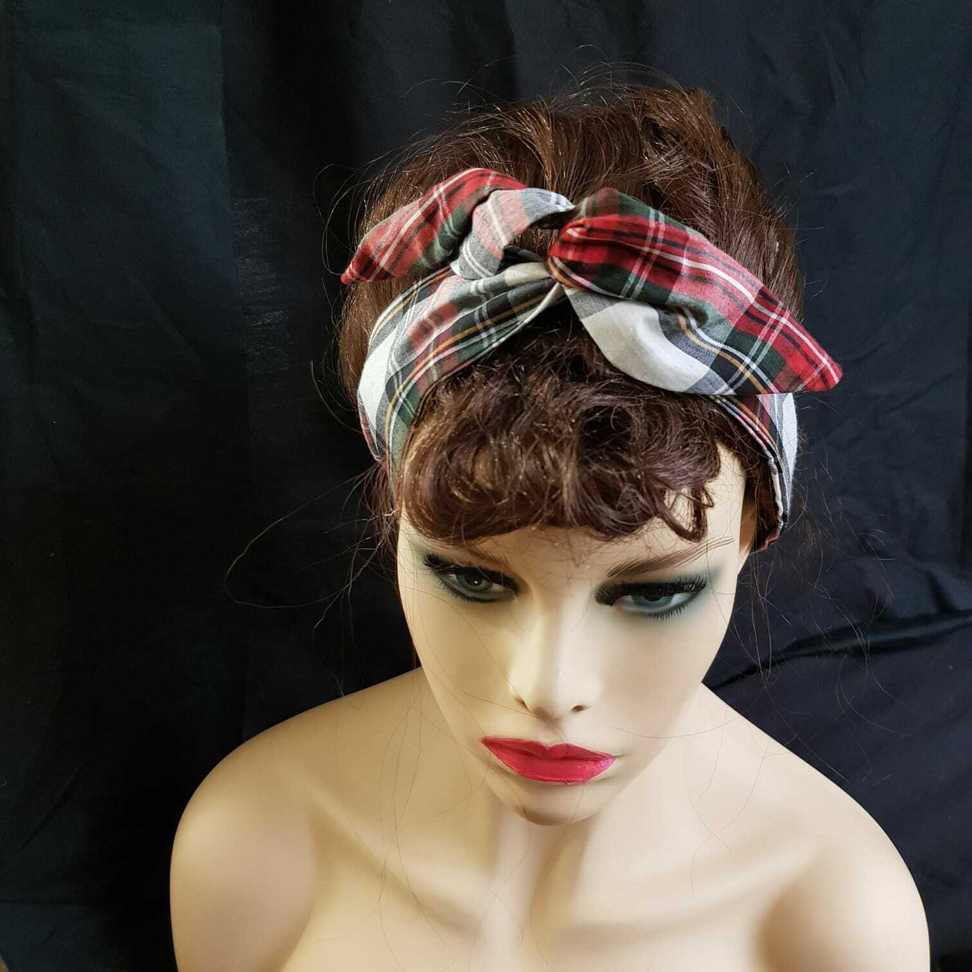 Tartan Hogmanay Scottish Clan Wired Headband Hair Band Rockabilly Retro Scarf