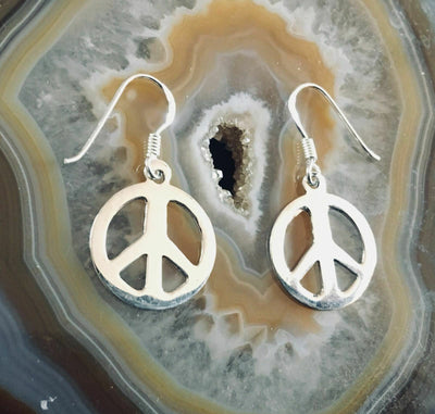 CND Peace Symbol drop earrings - .925 sterling silver