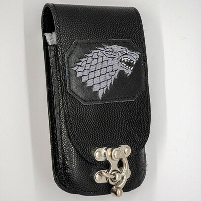 Leather Stark Wolf Mobile Cell Phone Pouch Wallet Belt Loop Holster Biker