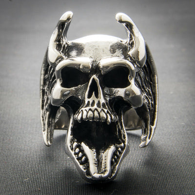 Devil Wings Ring .925 sterling silver Heavy Metal Biker Gothic Punk M-Z