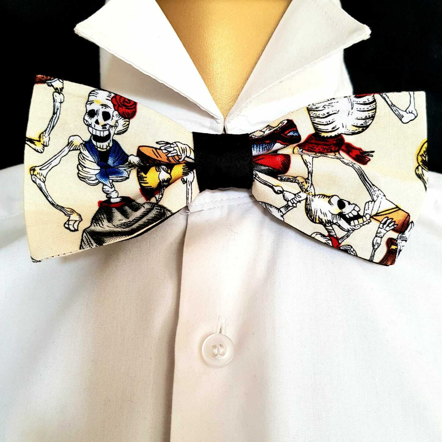 Day of the dead skeleton band Hair Bow Prom Tied Suit Bowtie Dickie fe ...