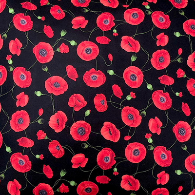 Poppy Flower of Armistice Rememberance Cushion Cover Case fits 18" x 18" Cotton