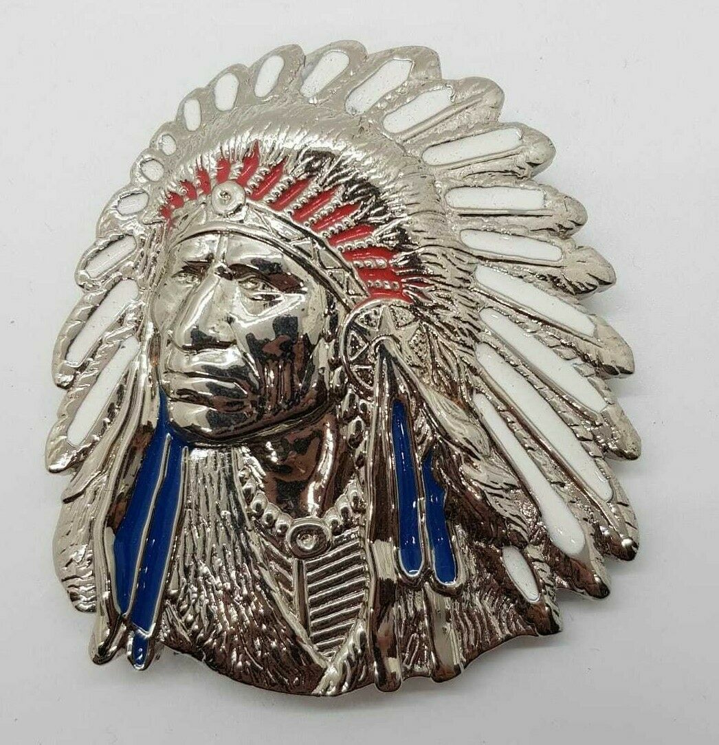 Native Red Indian Chief Belt & Buckle - Chrome