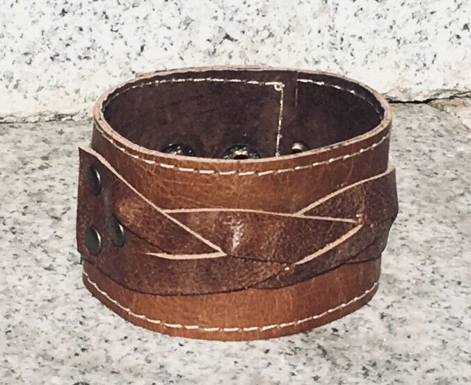 Leather Plaited Wristband/Cuff