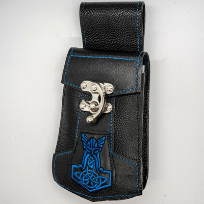 Leather Thor Mobile Cell Phone Belt Loop Pouch Viking Norse Odin Wallet Hip Bag
