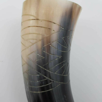Carved Buffalo Drinking Horn - Celtic Knotwork