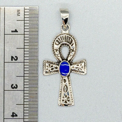 Ankh Pendant - .925 Silver & Lapis Lazuli