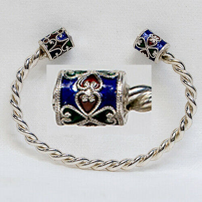 Heart Cross 925 silver torc torque biker Viking Arm ring Celtic Bracelet Bangle