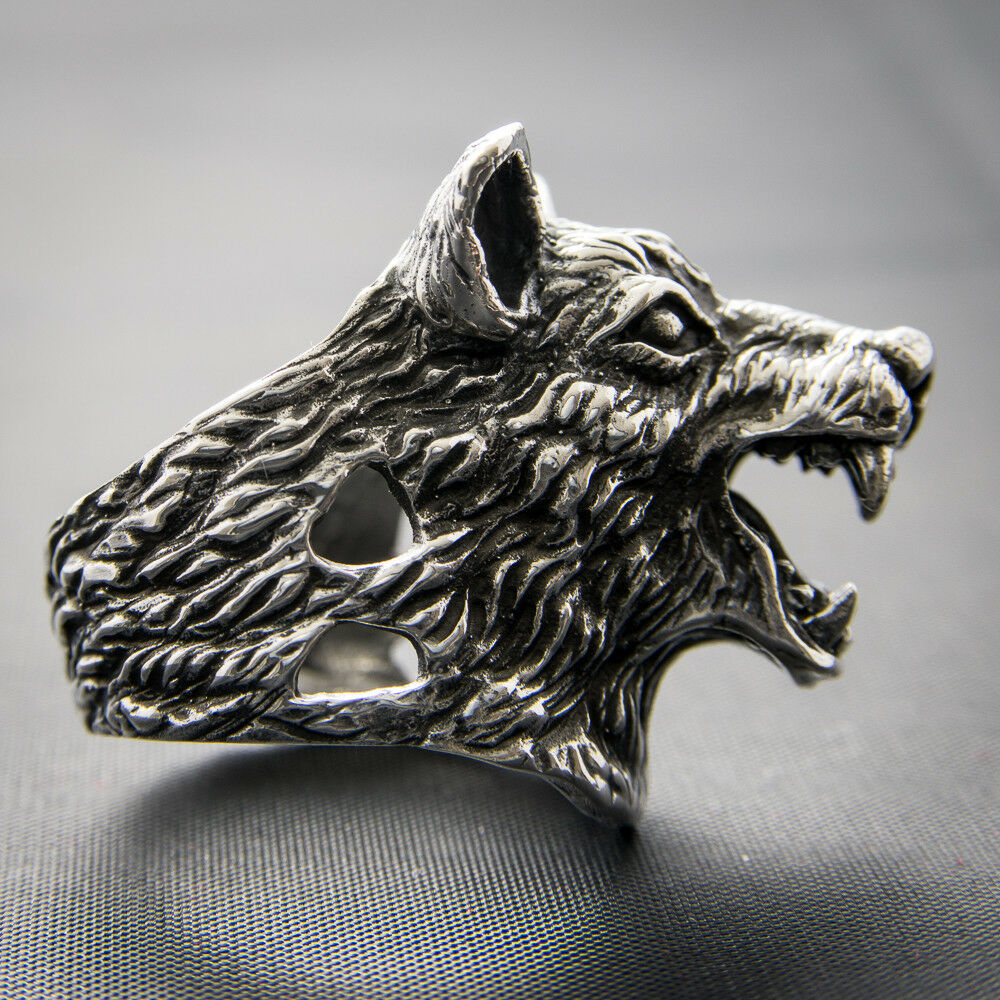 Wolf Ring dire stark game thrones 925 silver Heavy Metal Biker Gothic feeanddave